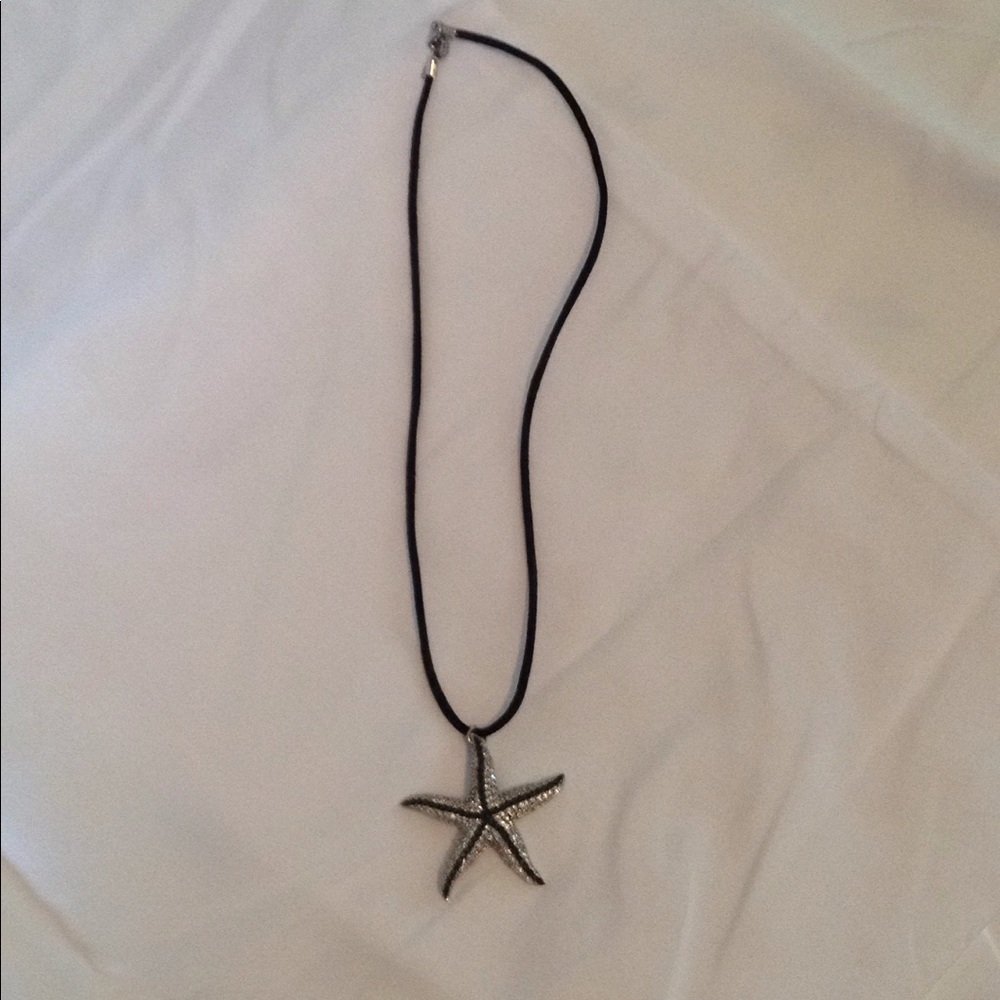 Silver & Black Starfish Necklace
